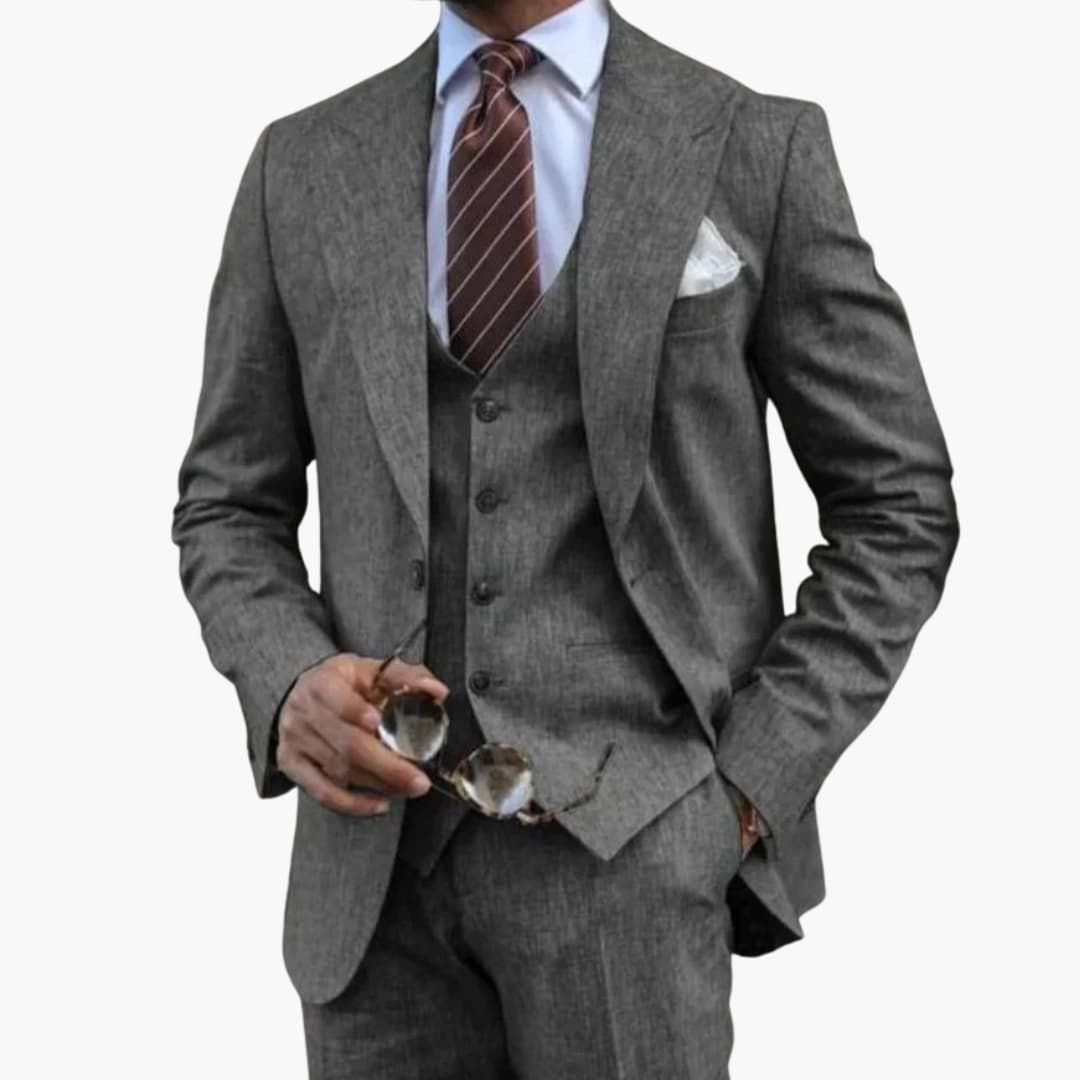 Costume trois pièces pour homme couleur moutarde, coupe ajustée