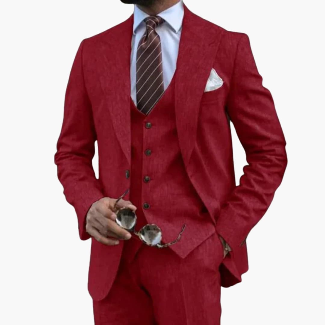 Costume trois pièces pour homme couleur moutarde, coupe ajustée