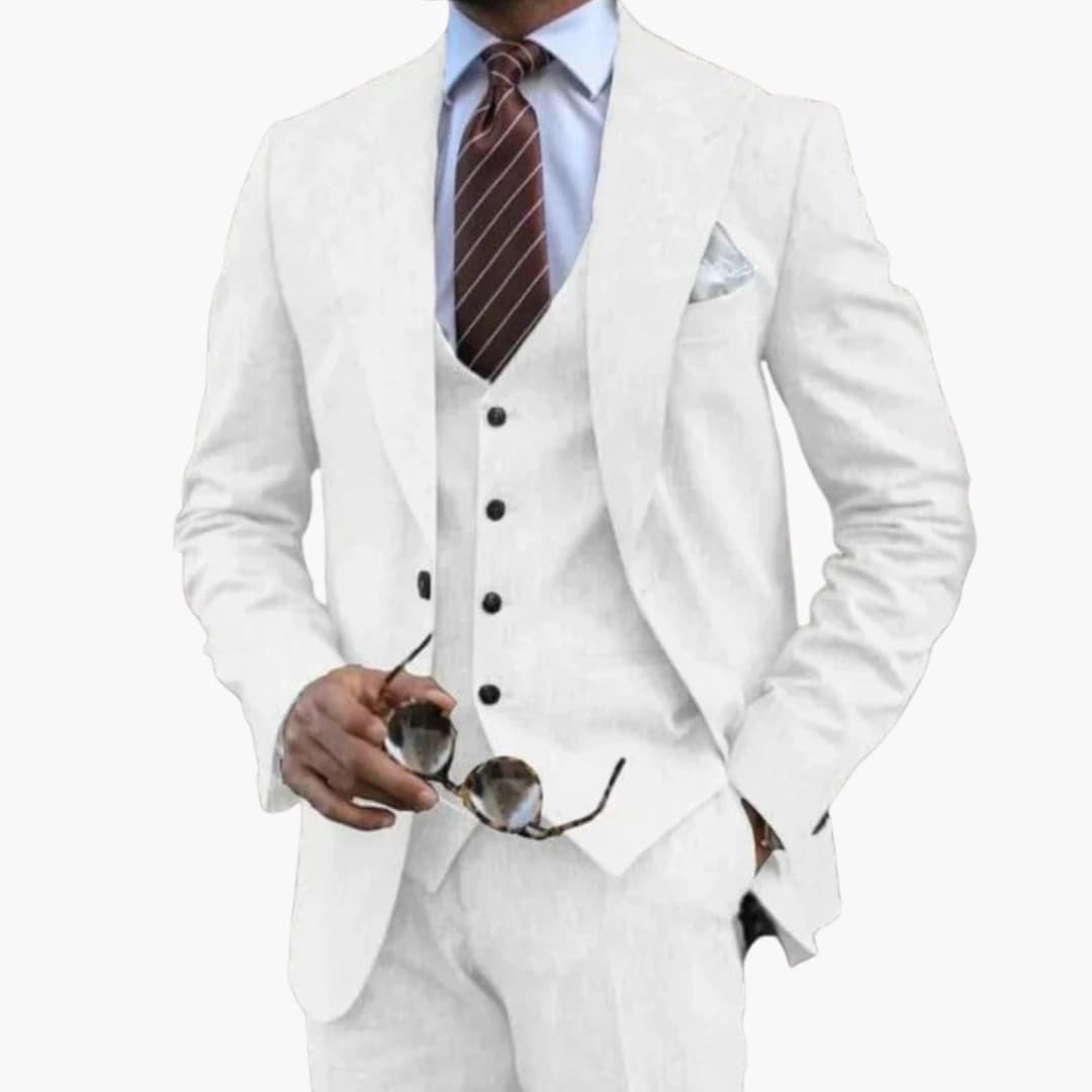 Costume trois pièces pour homme couleur moutarde, coupe ajustée