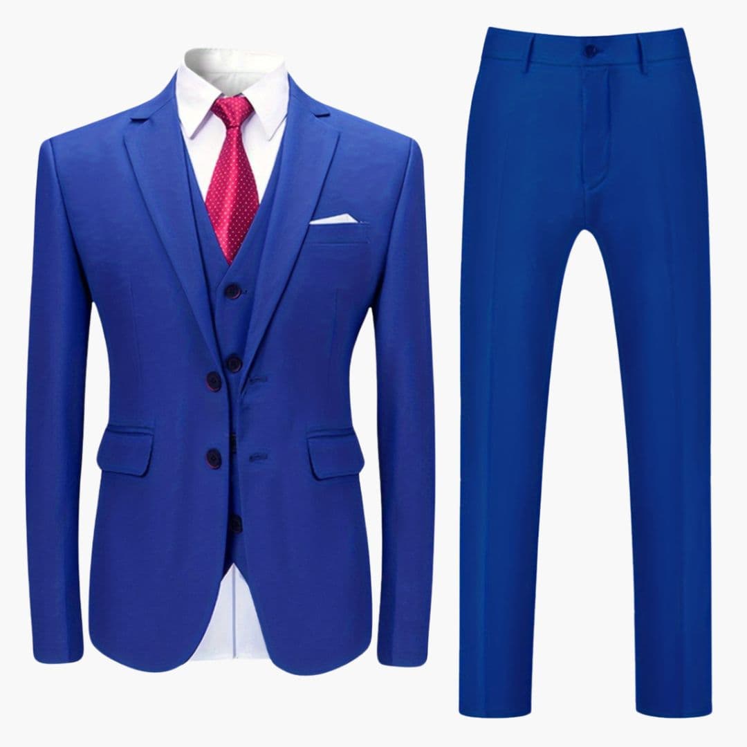 Fato de homem três peças com colete e gola de pala