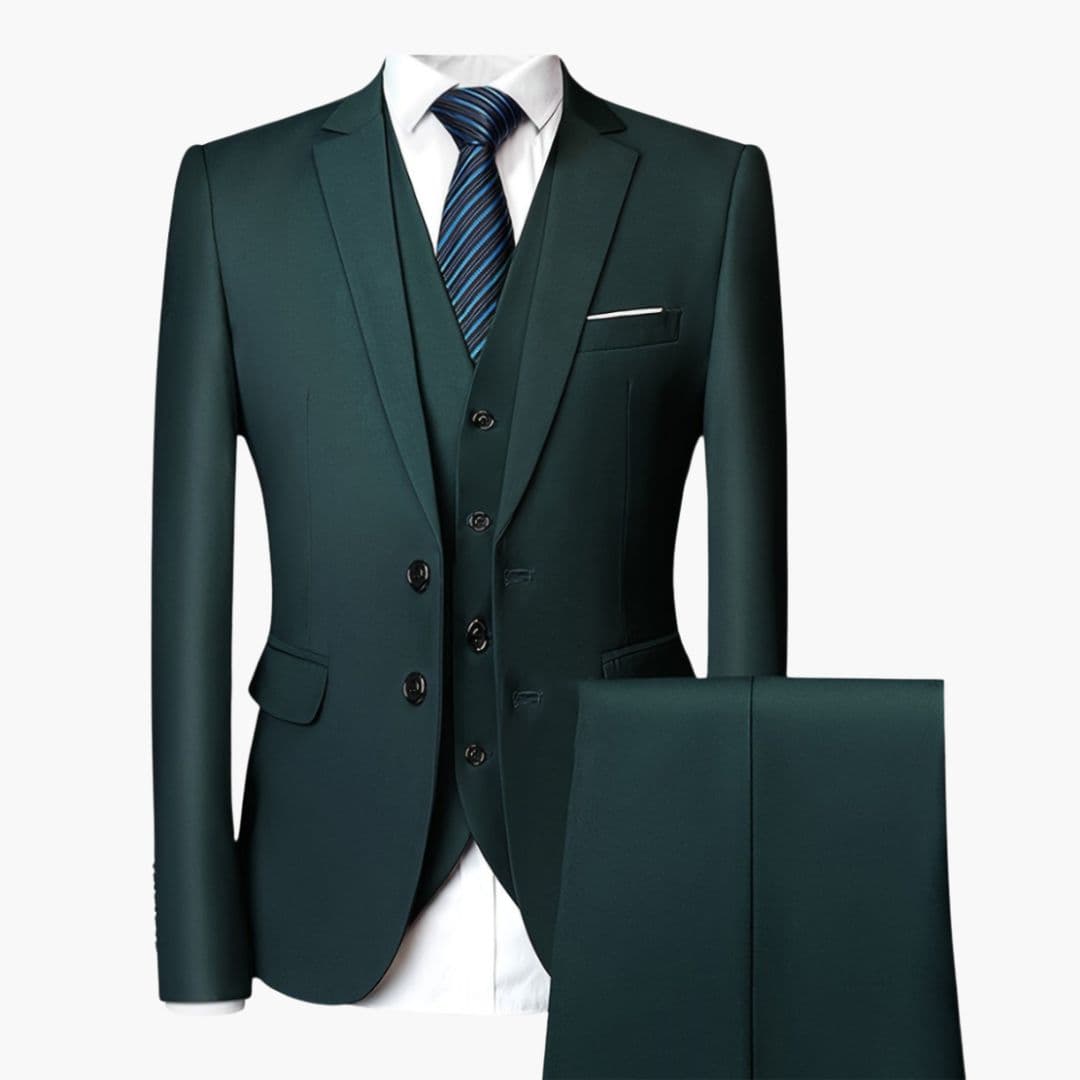 Fato de homem três peças com colete e gola de pala