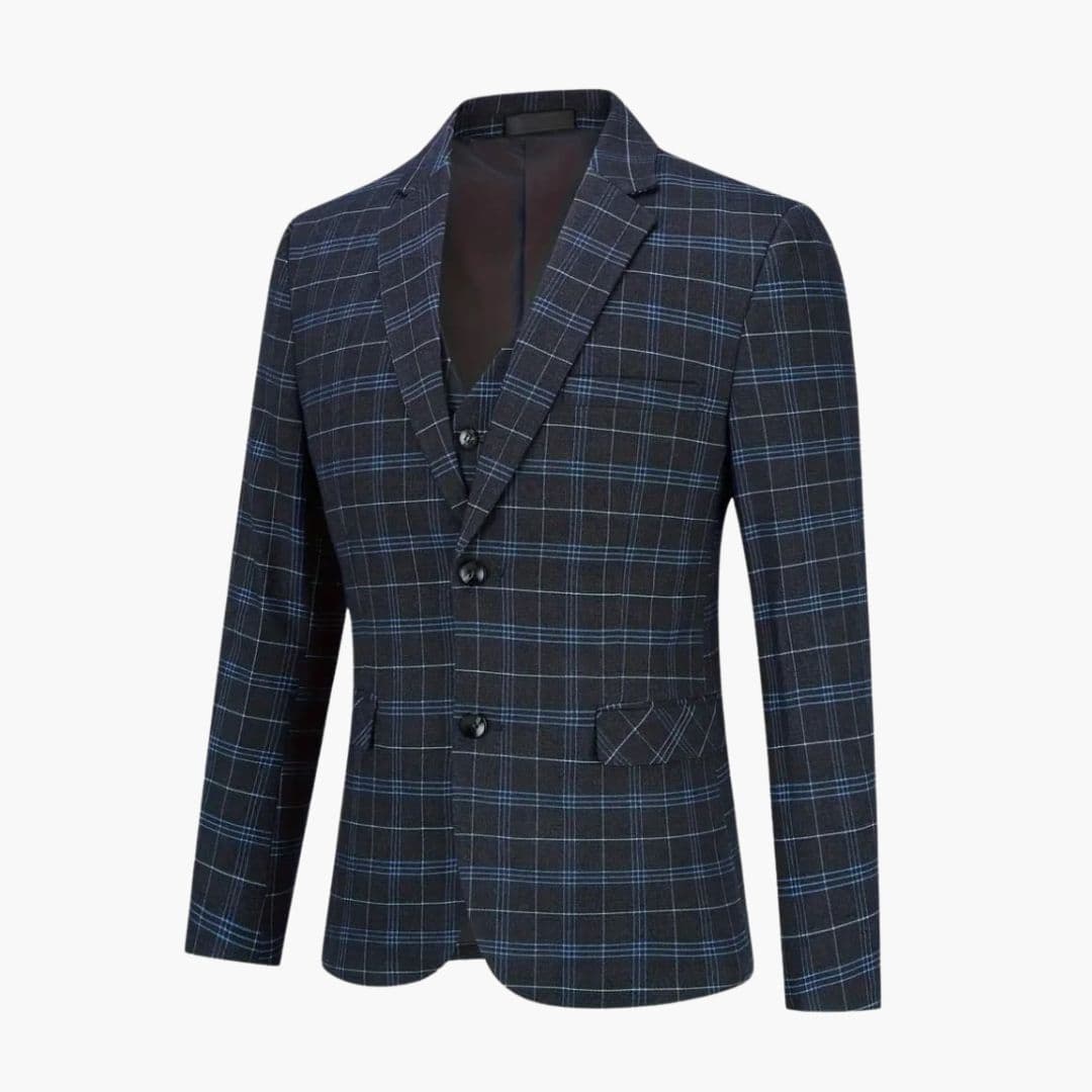 Costume homme trois pièces avec veste à carreaux