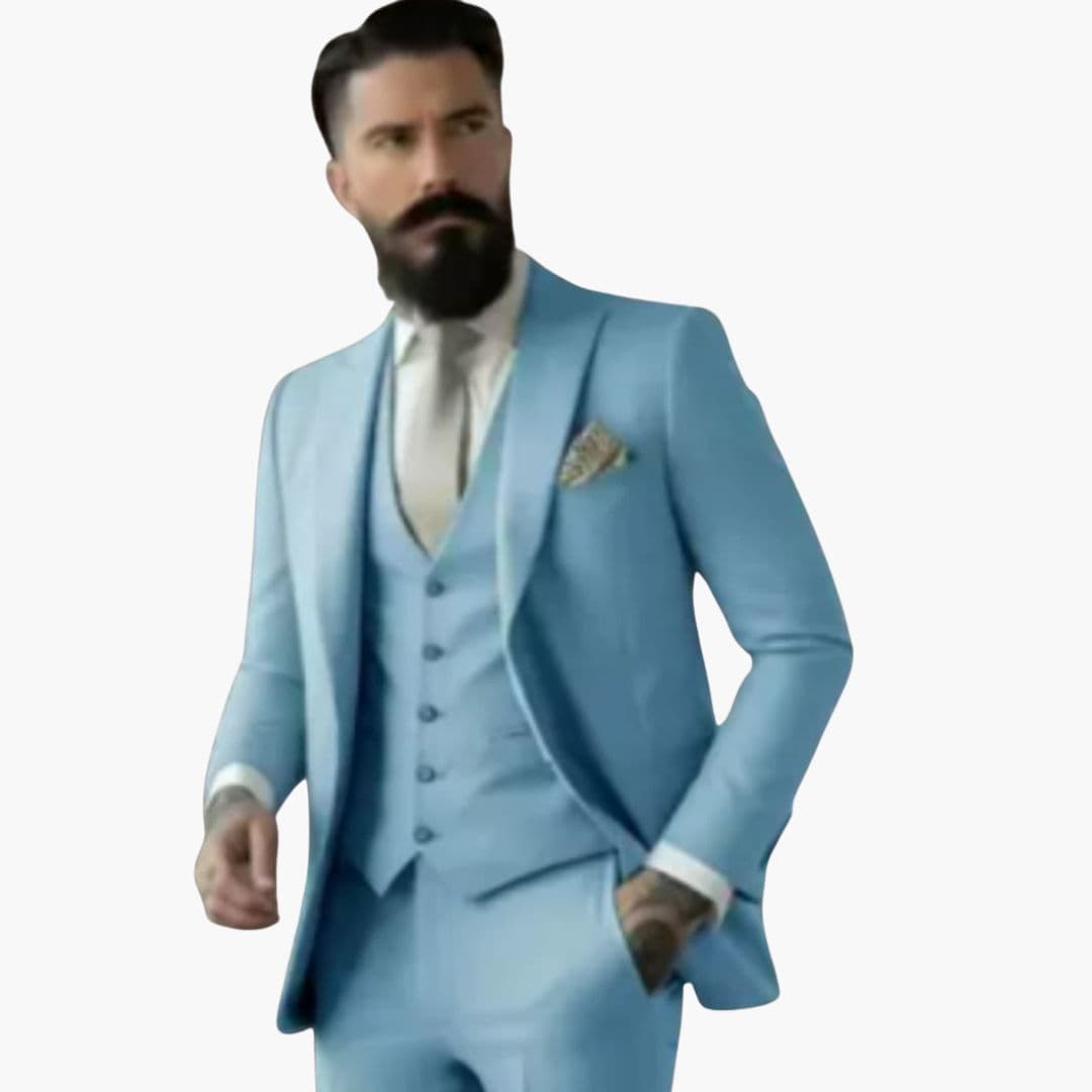 Costume homme trois pièces avec veste à col à revers