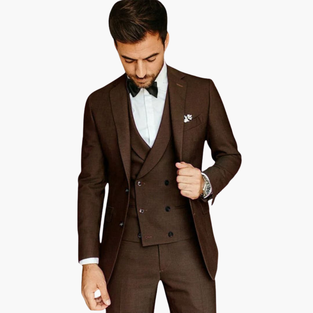 Costume trois pièces pour homme avec gilet à boutons et Blazer assortie