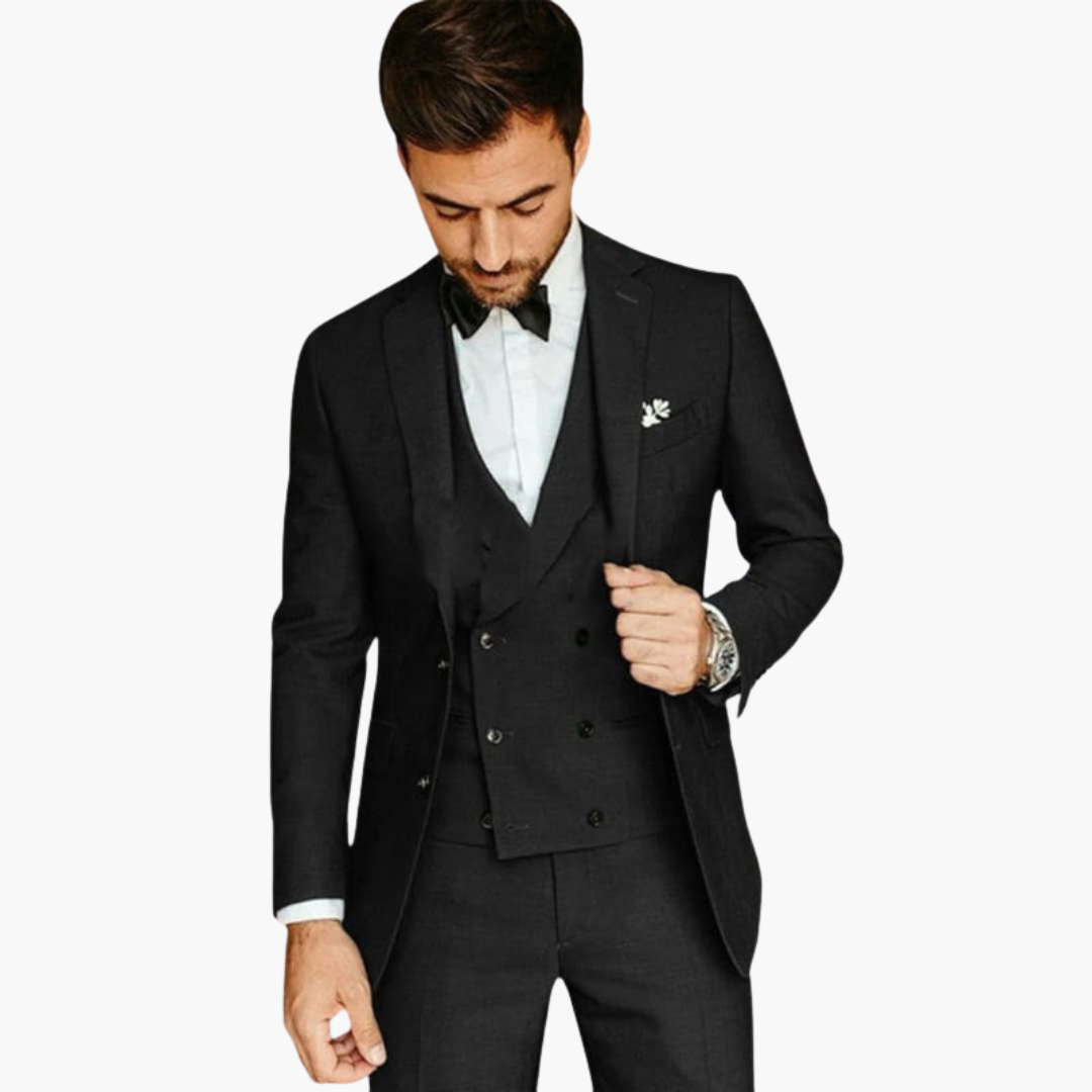Costume trois pièces pour homme avec gilet à boutons et Blazer assortie