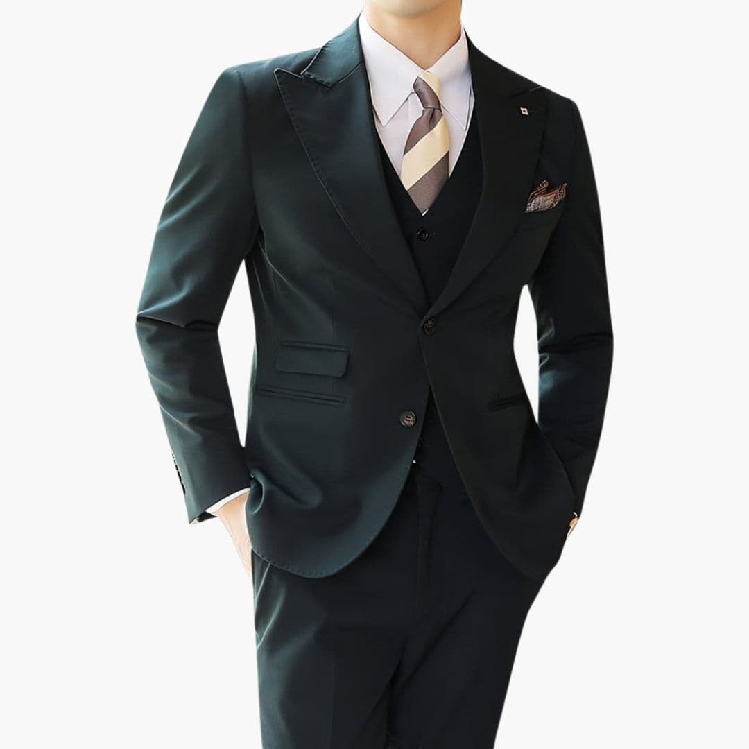Costume trois pièces pour homme avec veste à col cranté