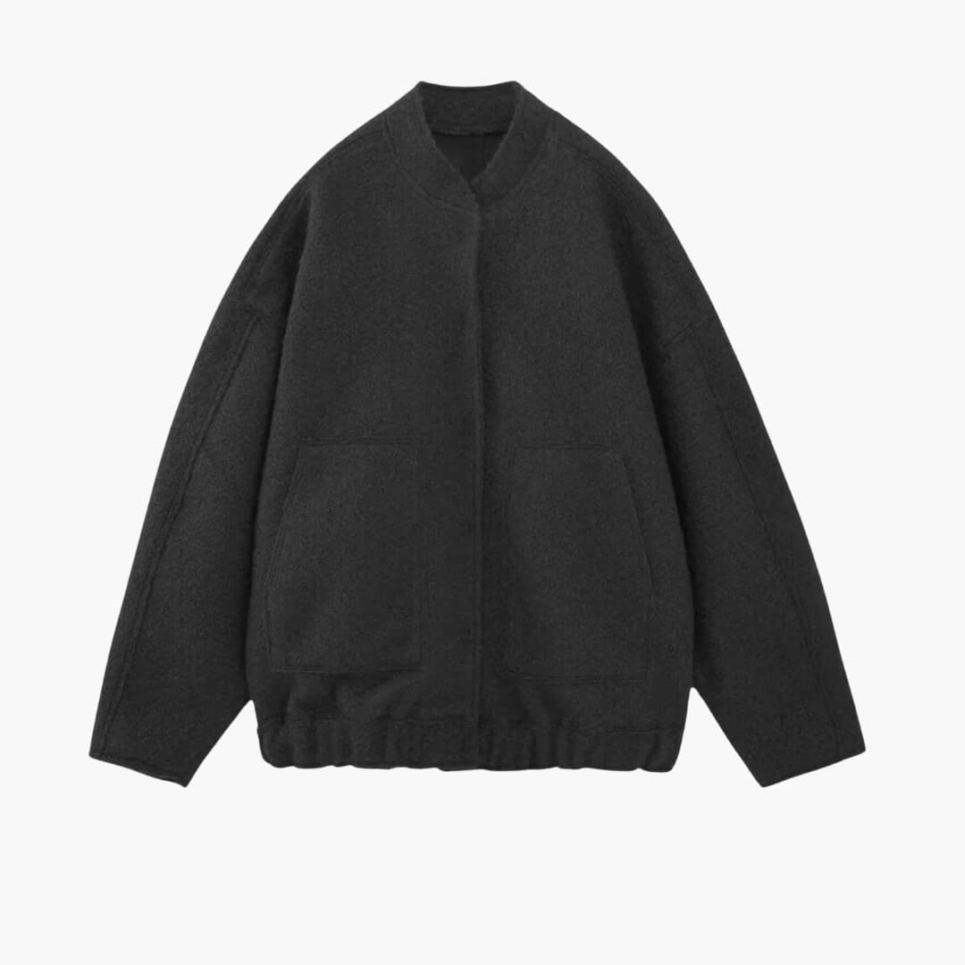 Women's Oversize Bomber with Front Pockets and Hidden Closure