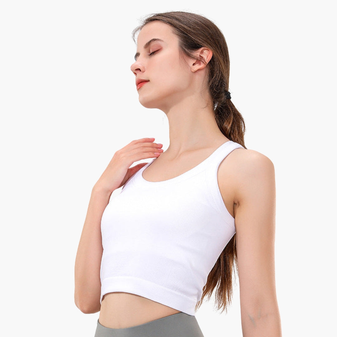 Débardeur de sport femme ajusté à surface côtelée sans manches