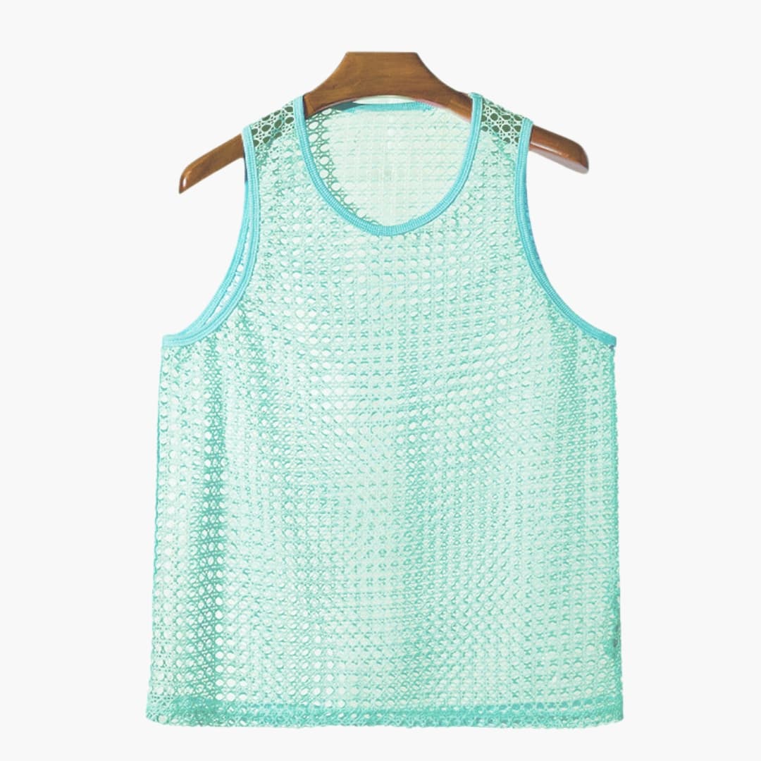 Canottiera uomo con superficie in maglia e taglio senza maniche