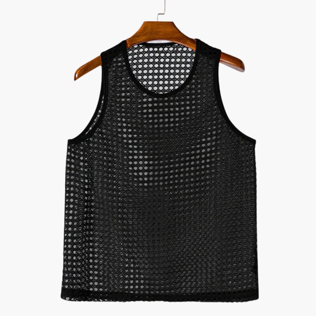 Canottiera uomo con superficie in maglia e taglio senza maniche