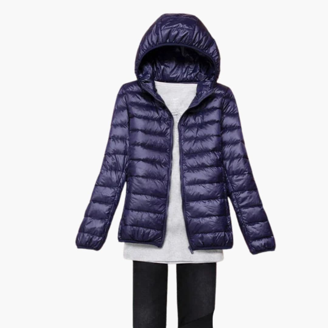 Doudoune femme à capuche avec fermeture zippée