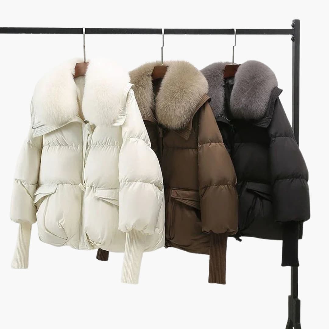 Doudoune femme avec col en fausse fourrure