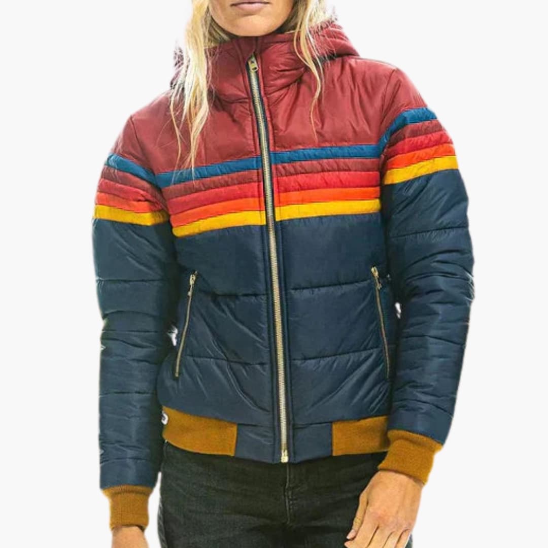 Doudoune femme zippée avec poignets côtelés