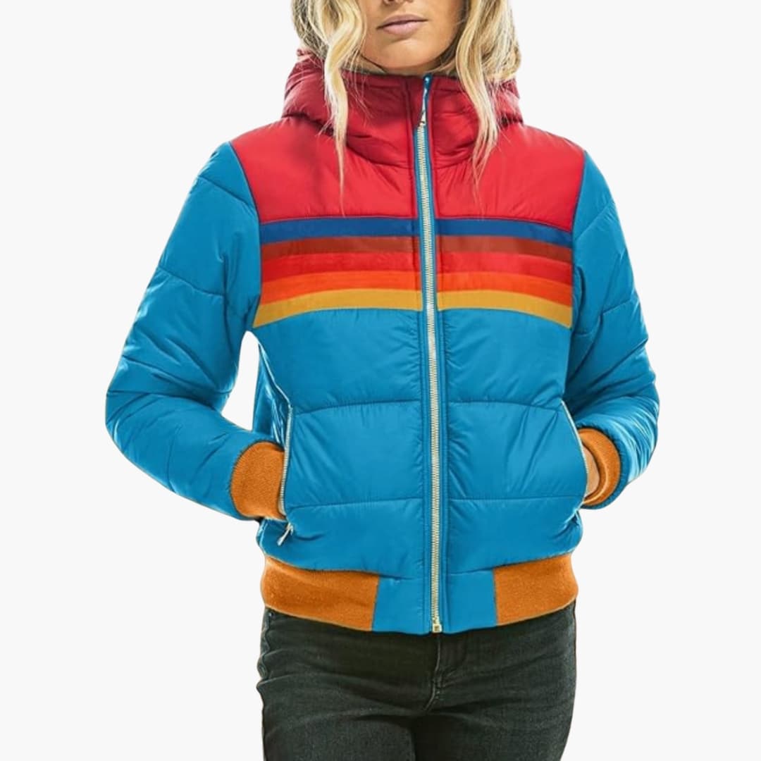 Doudoune femme zippée avec poignets côtelés