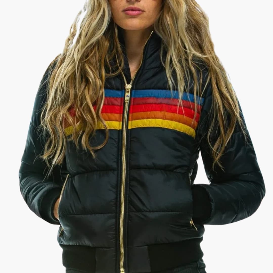 Doudoune femme zippée avec poignets côtelés