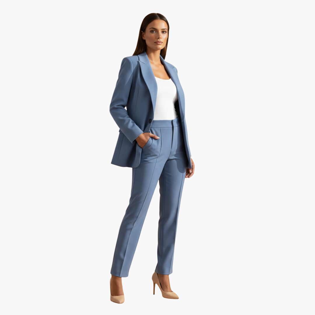 Completo Blazer e Pantaloni Donna con Rever a Lancia e Taglio Slim