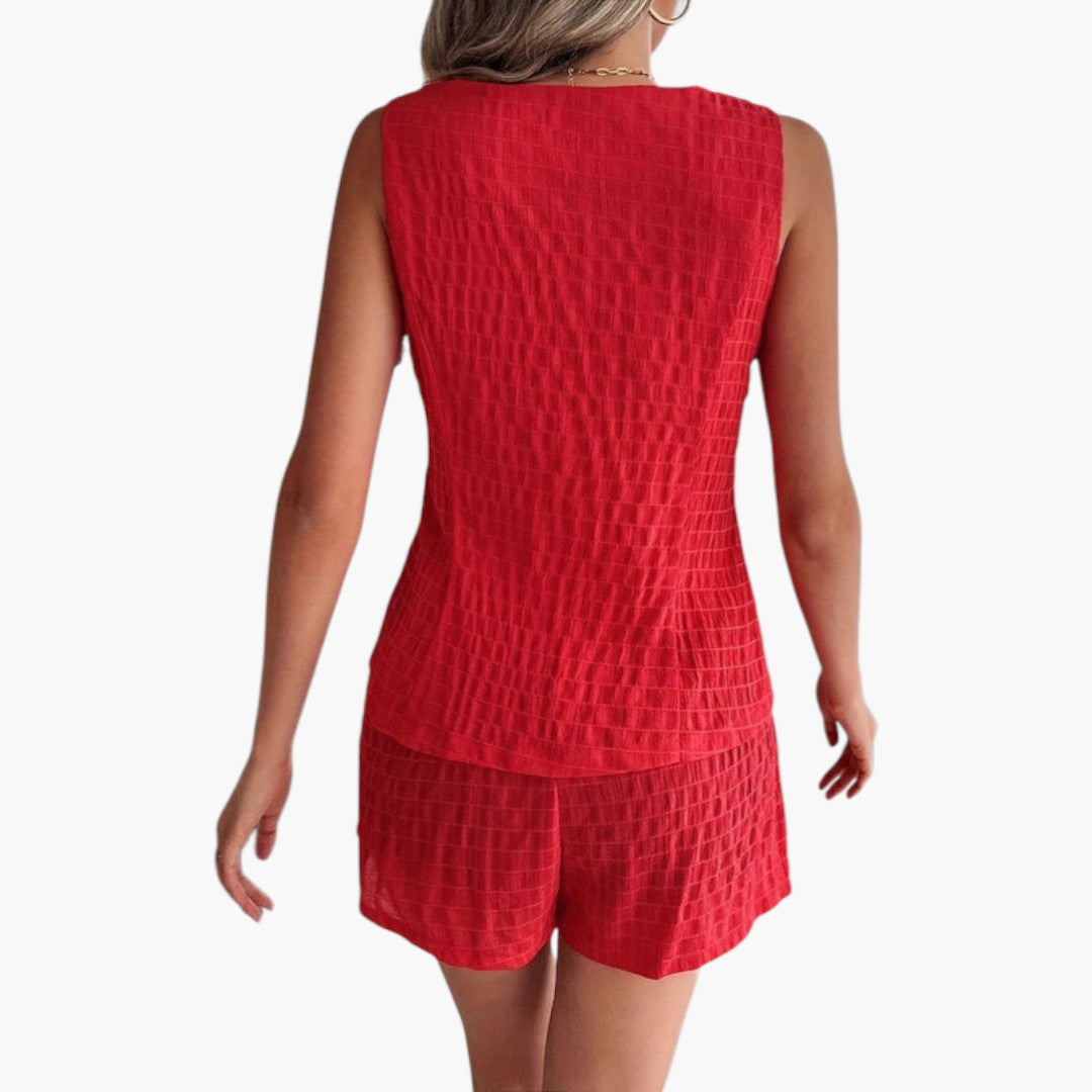 Conjunto de mujer de dos piezas con blusa estructurada