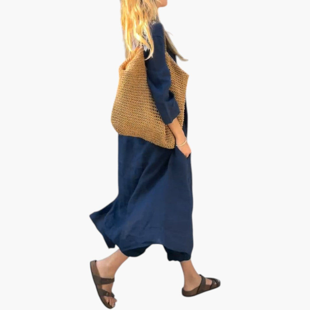 Conjunto de Mujer de Dos Piezas con Mangas Cortas y Cintura Elástica