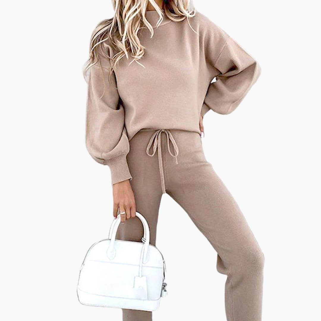 Completo Loungewear Donna con Maglione Oversize e Pantaloni da Jogging a Vita Alta