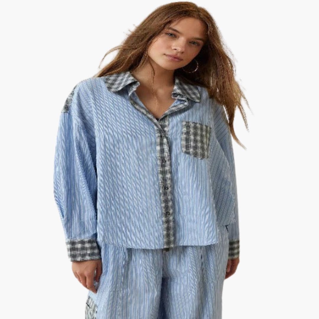 Ensemble Pyjama Femme Deux Pièces avec Poche Motif