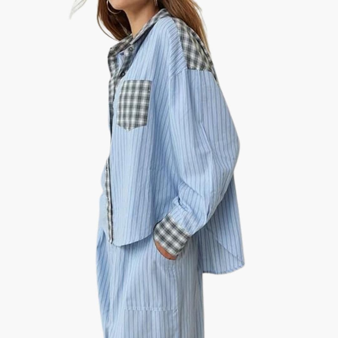 Ensemble Pyjama Femme Deux Pièces avec Poche Motif