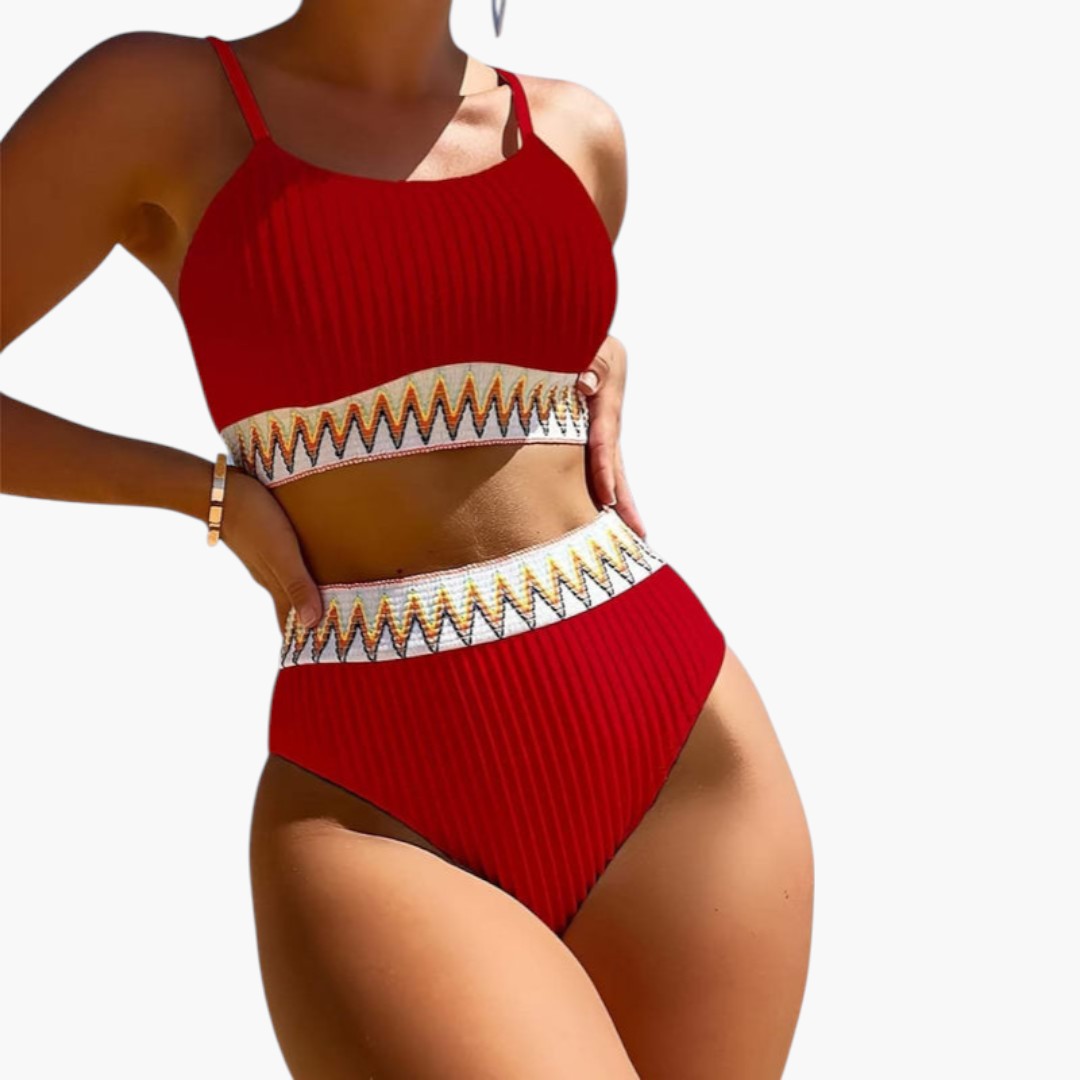 Ensemble bikini femme avec haut côtelé