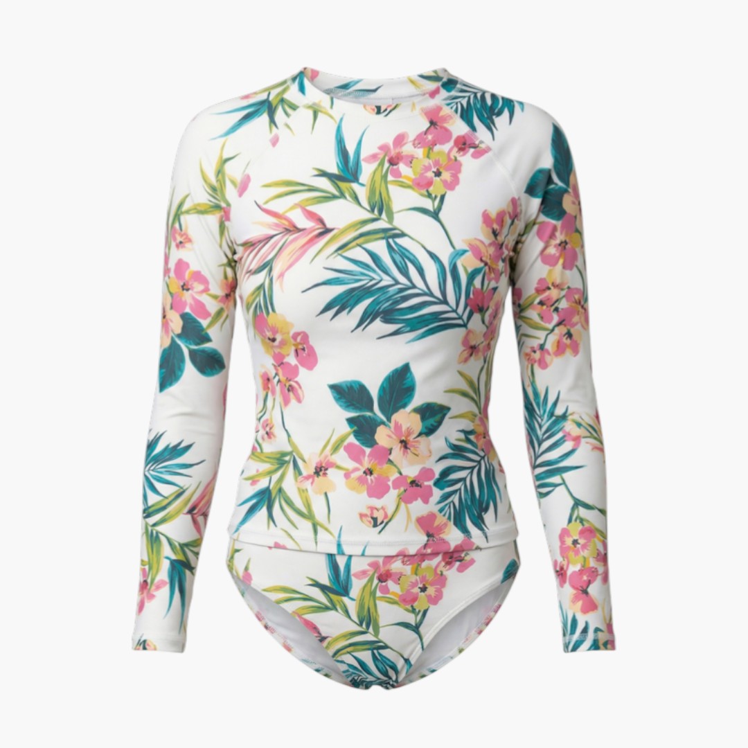 Completo bikini con maglia protettiva a maniche lunghe da donna