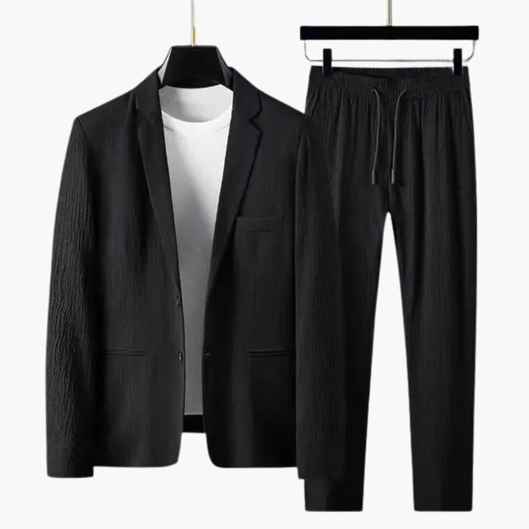 Ensemble blazer et pantalon homme avec col cranté et taille ajustable