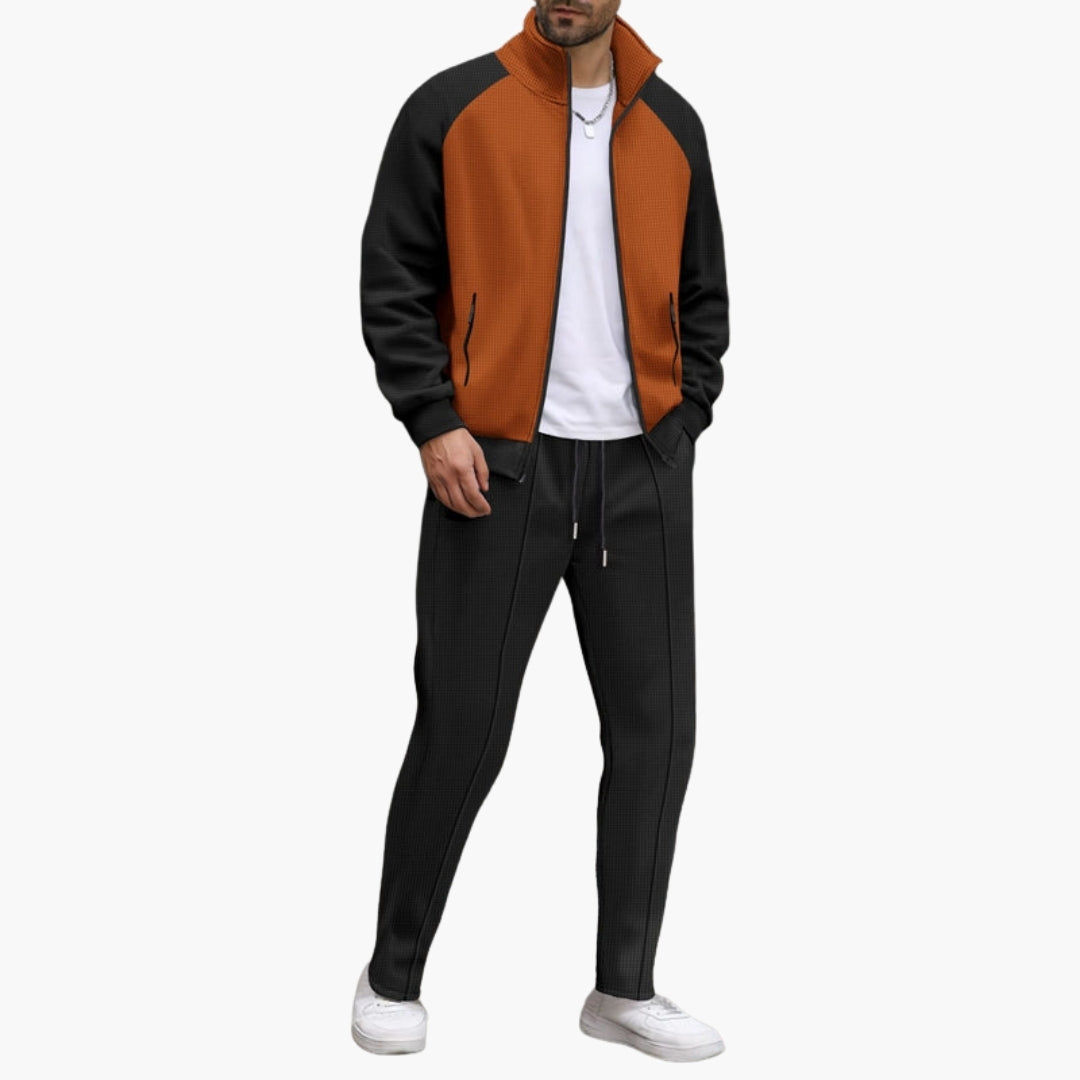Herren-Bomberjacke-Set mit Reißverschlusstaschen und elastischen Bündchen