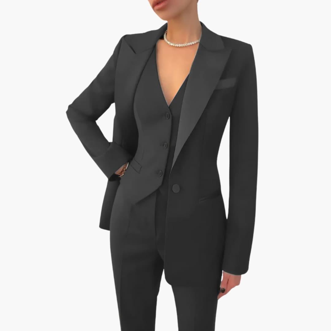 Ensemble costume trois pièces femme avec blazer gilet et pantalon