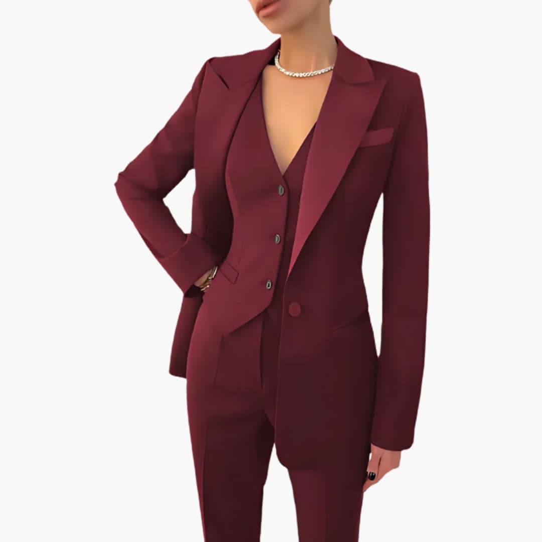Ensemble costume trois pièces femme avec blazer gilet et pantalon