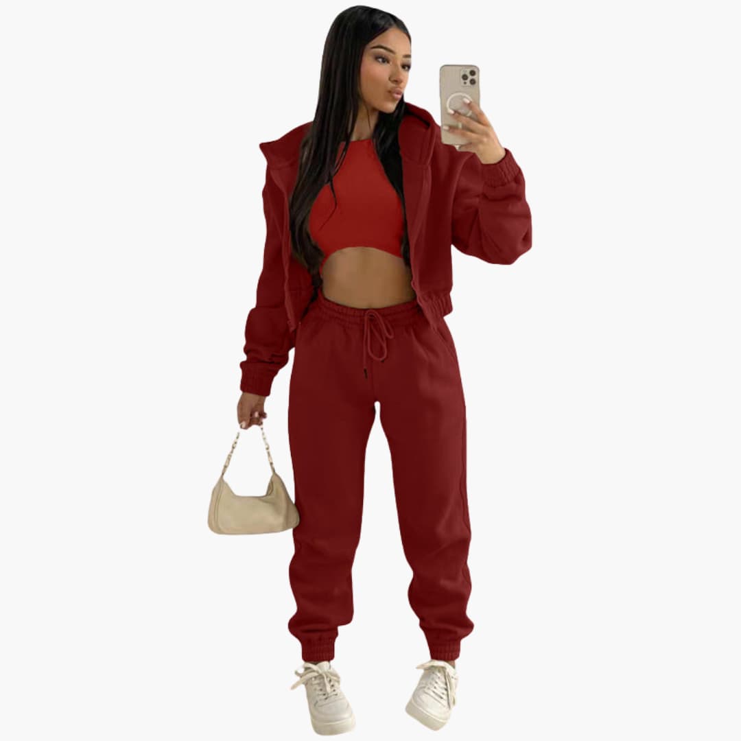 Completo sportivo donna con maglia a maniche lunghe e pantaloni con coulisse