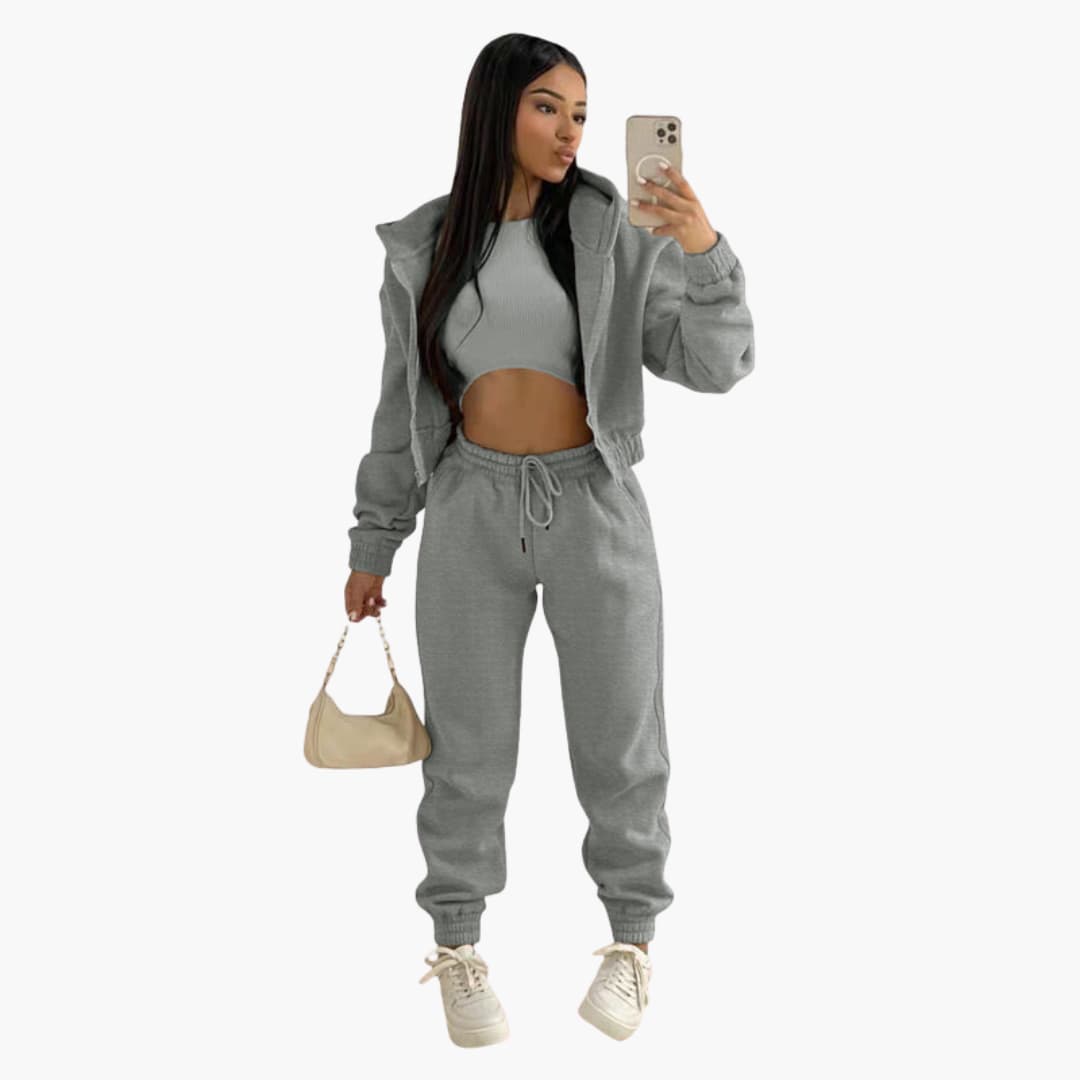 Completo sportivo donna con maglia a maniche lunghe e pantaloni con coulisse