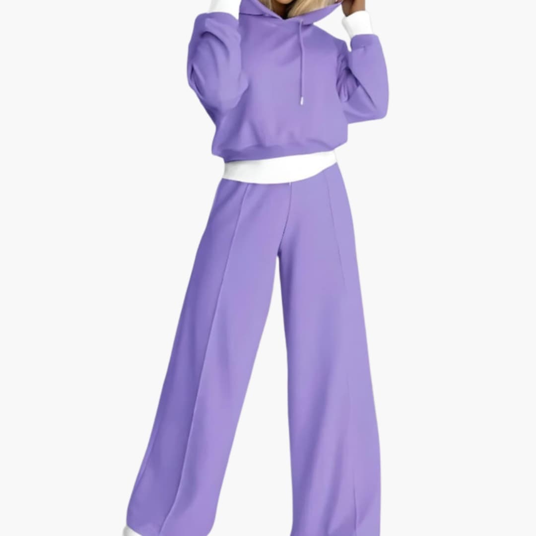 Ensemble de survêtement femme avec sweat à capuche à cordon et pantalon large