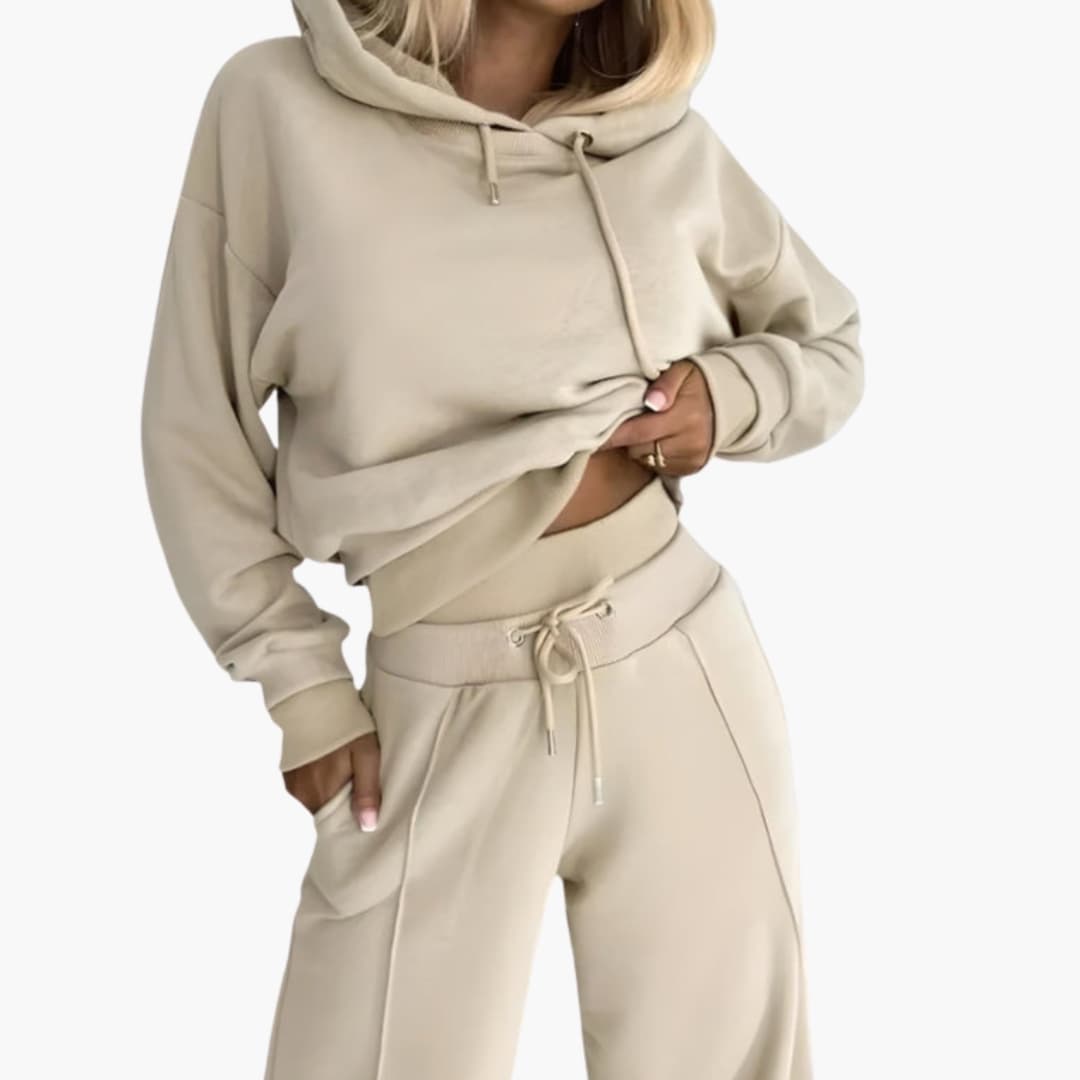 Ensemble de survêtement femme avec sweat à capuche à cordon et pantalon large
