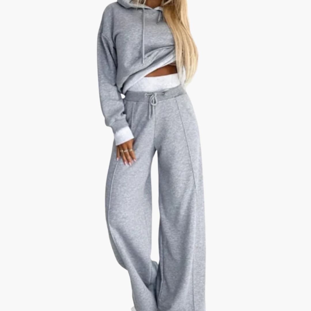 Ensemble de survêtement femme avec sweat à capuche à cordon et pantalon large
