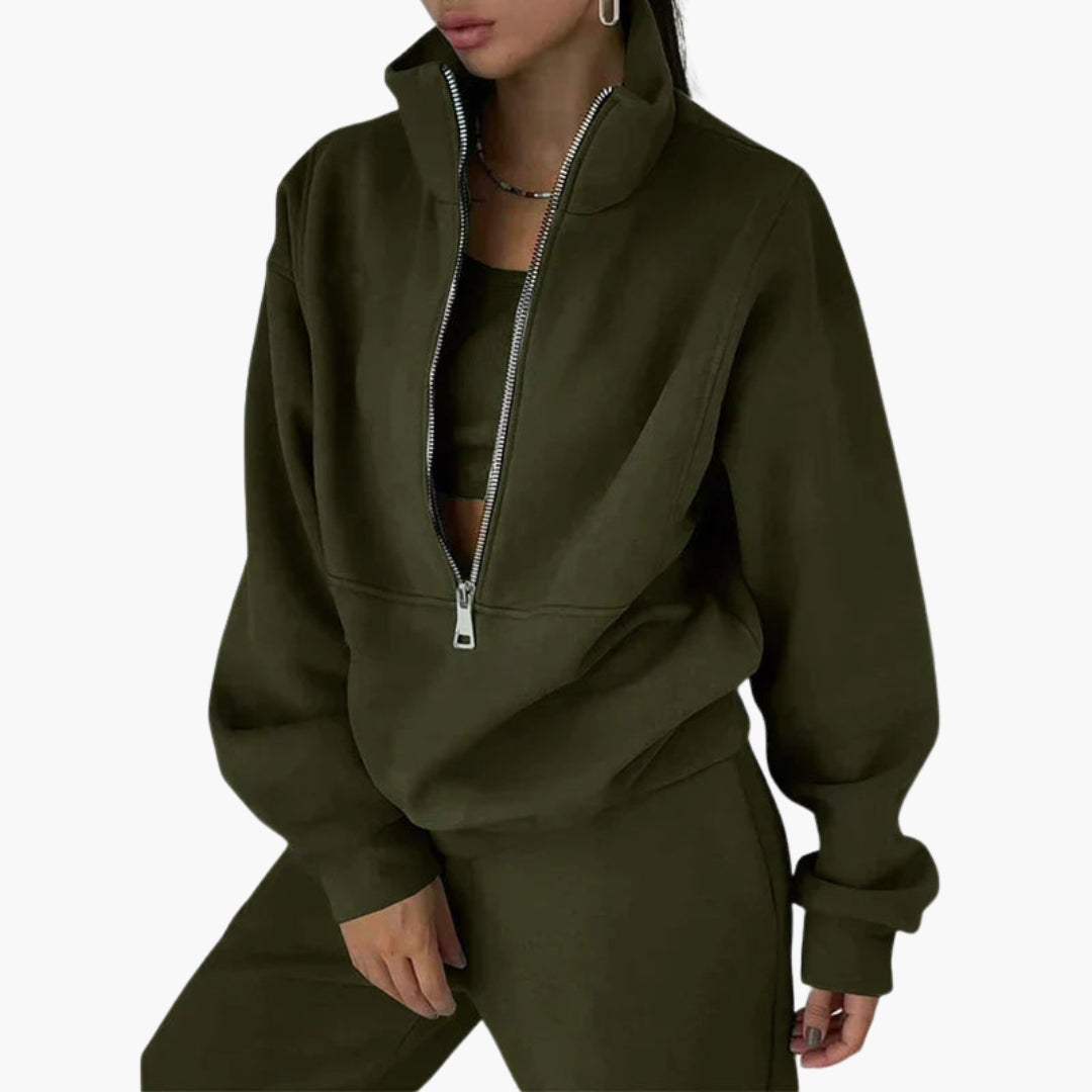 Ensemble de survêtement femme avec sweat à demi zip