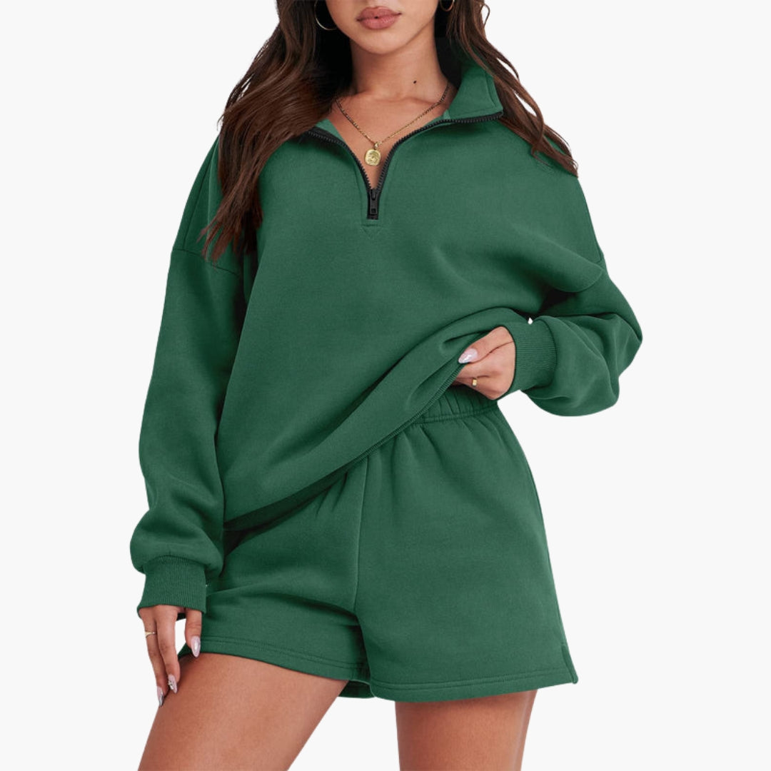 Completo relax donna con collo alto e top con zip