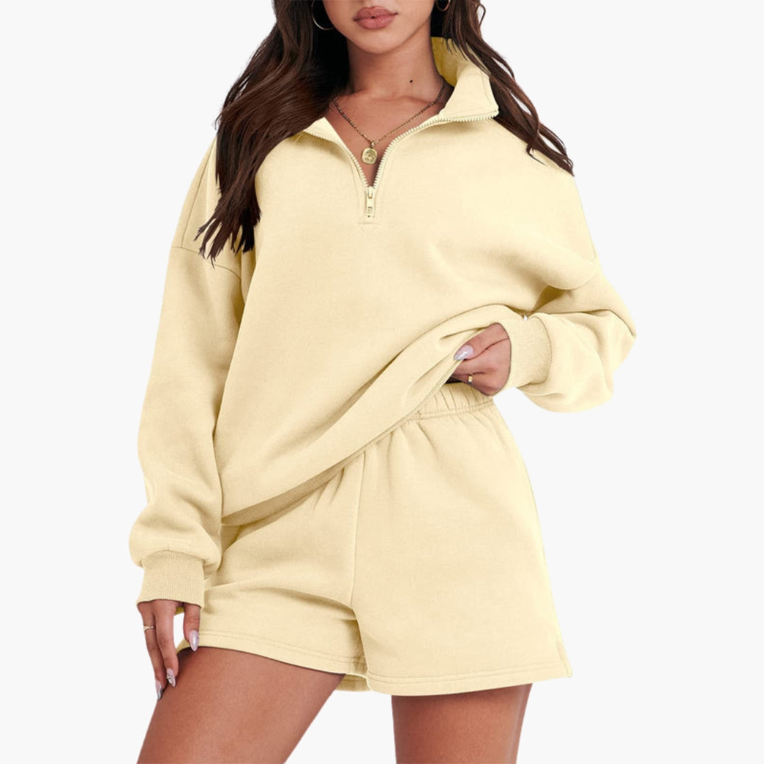Completo relax donna con collo alto e top con zip
