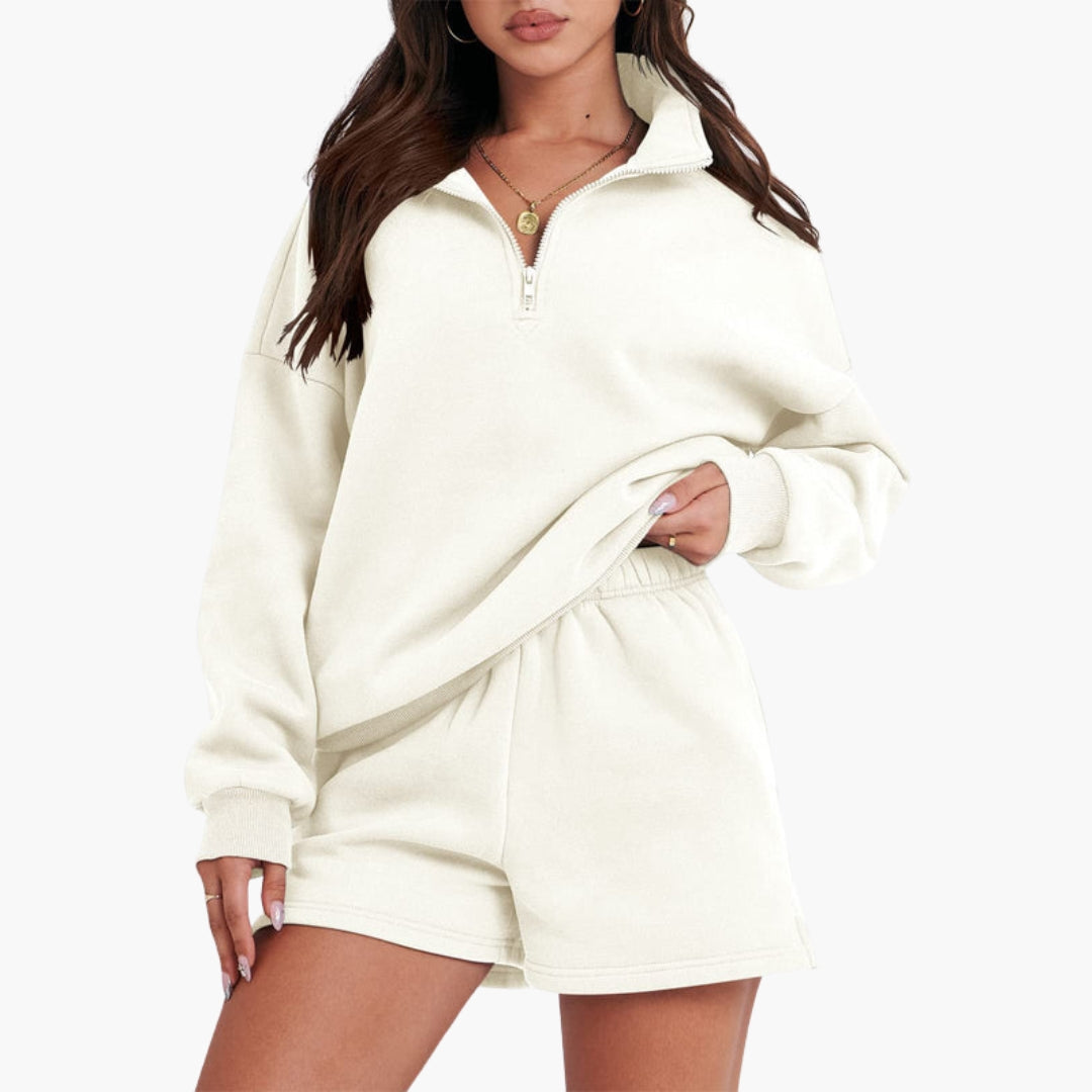 Completo relax donna con collo alto e top con zip
