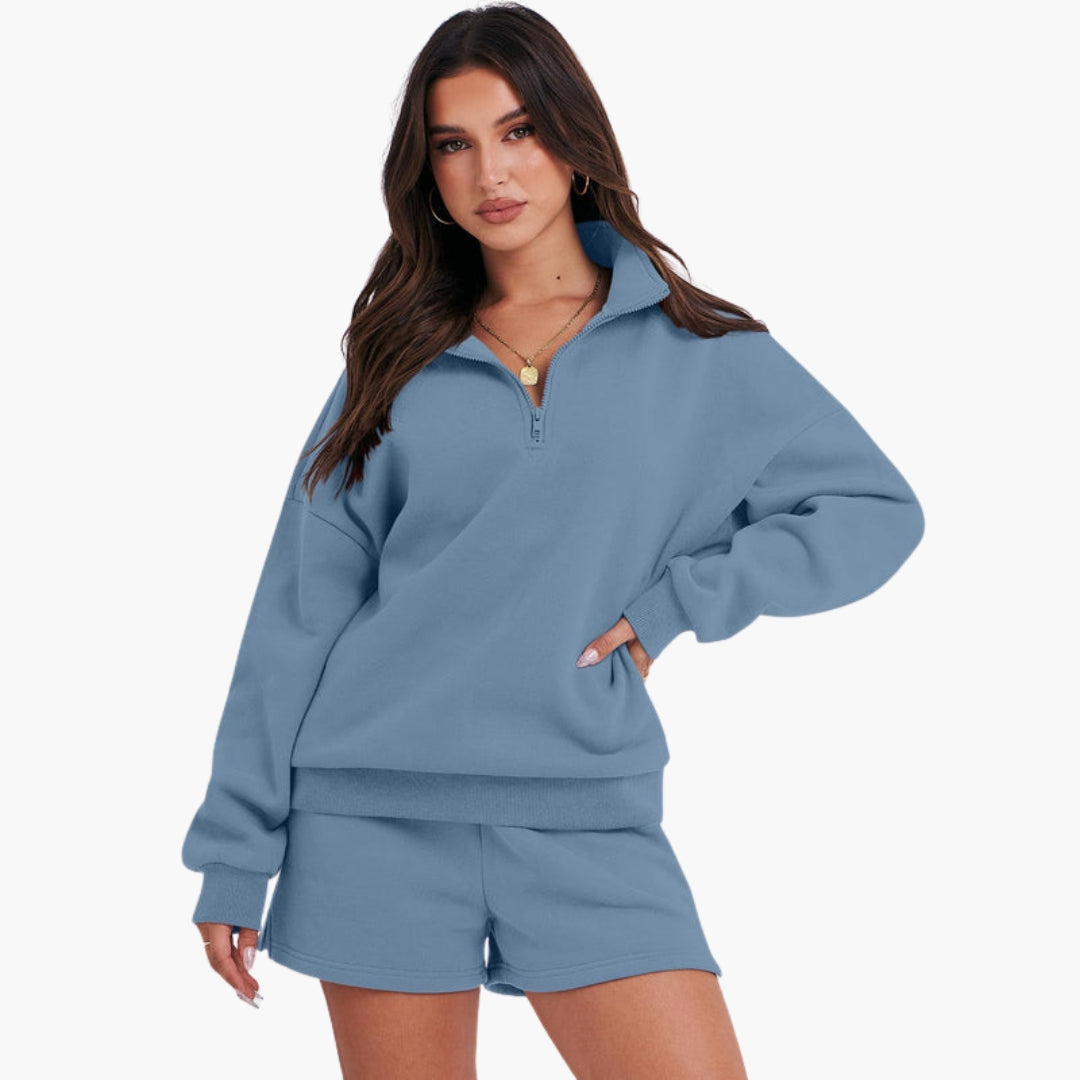 Completo relax donna con collo alto e top con zip