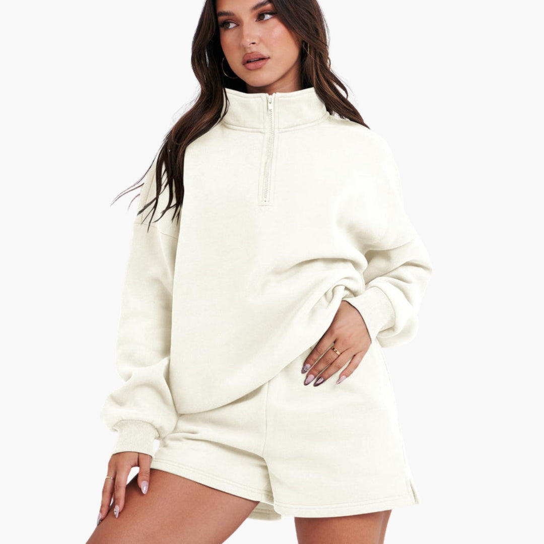 Completo relax donna con collo alto e top con zip