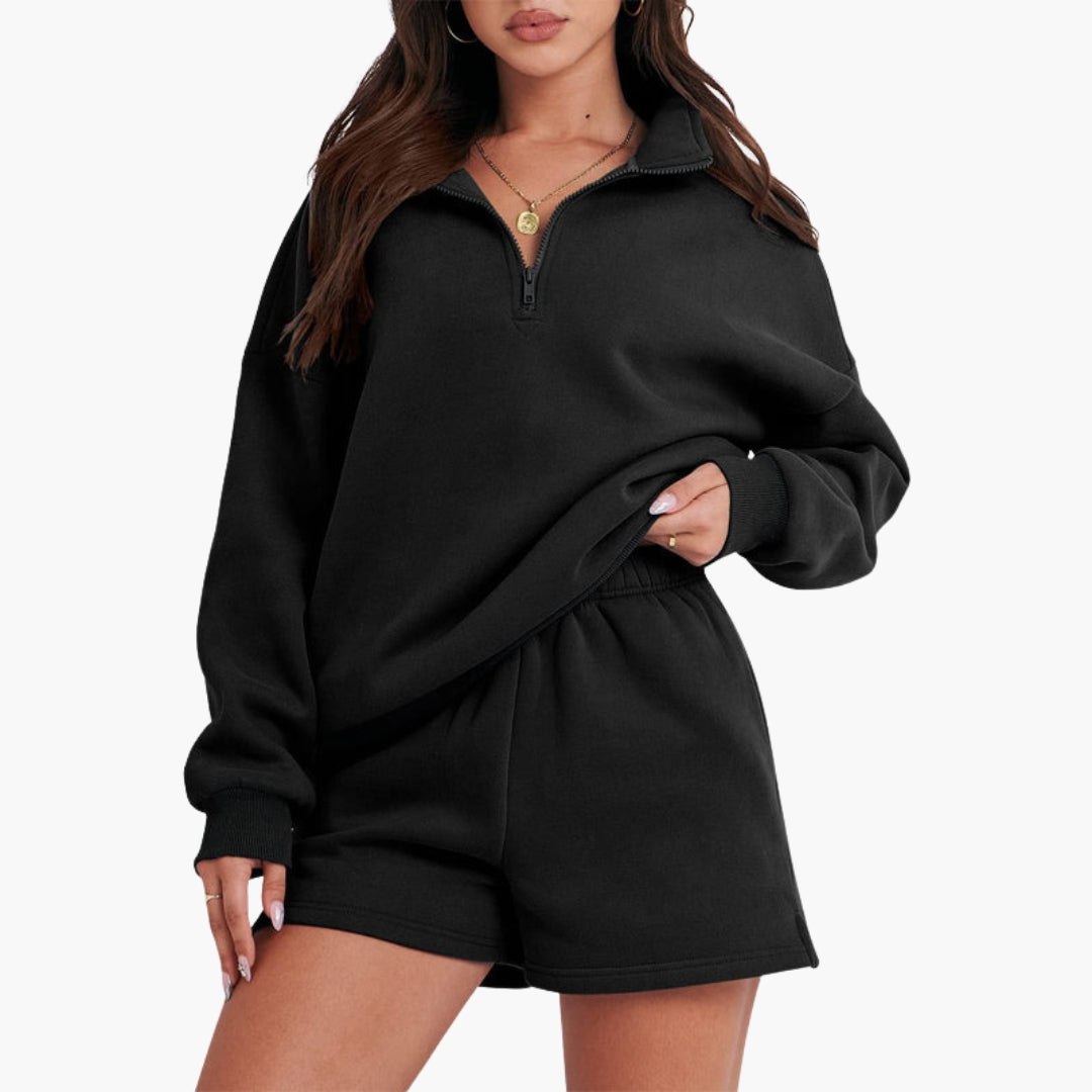 Completo relax donna con collo alto e top con zip