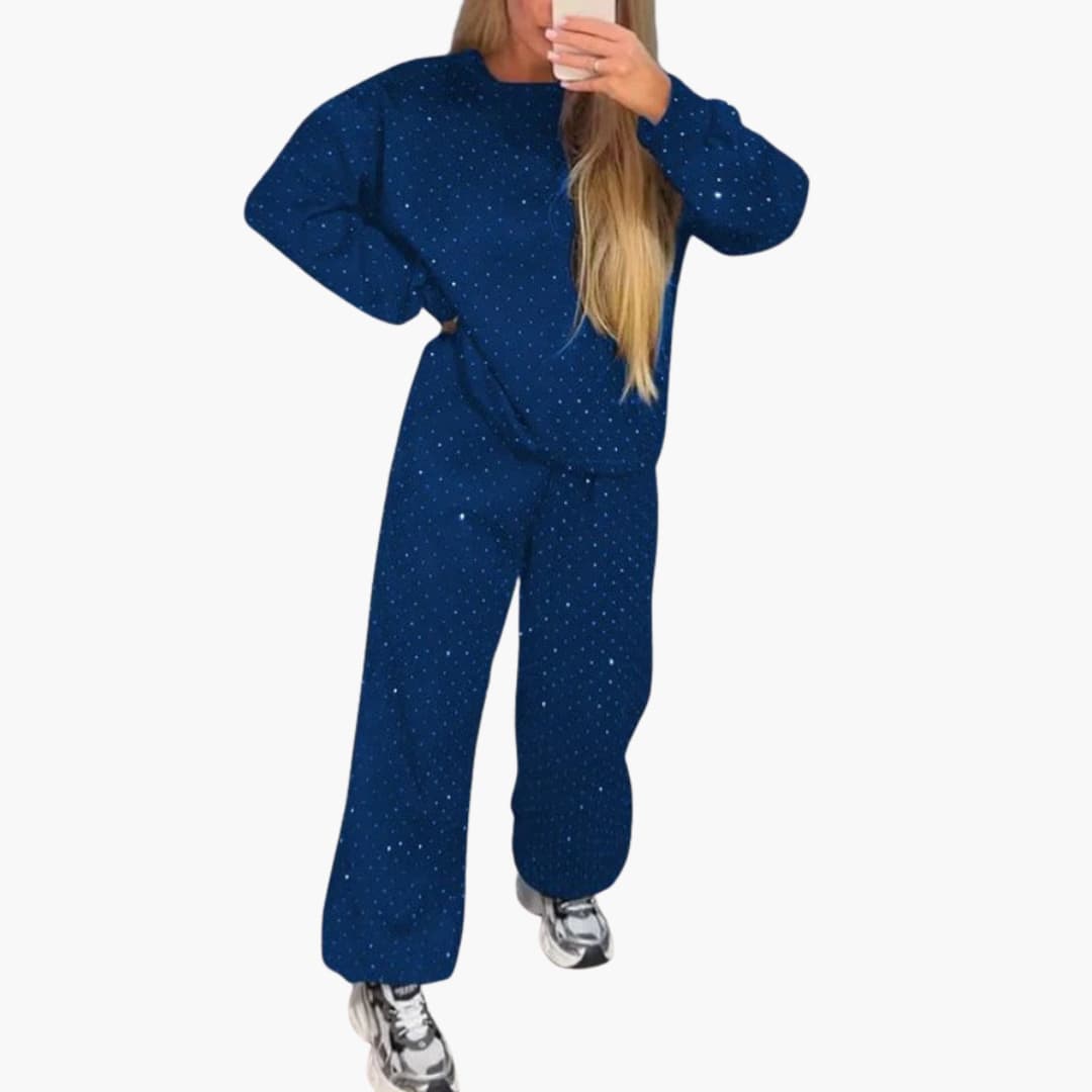Ensemble deux-pièces pour femme avec encolure ronde et taille élastique