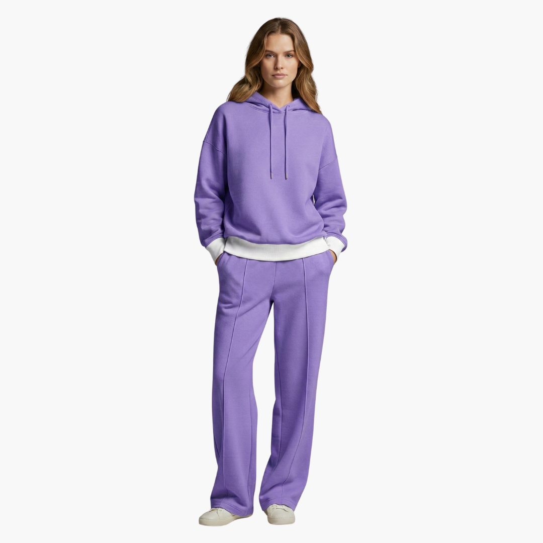 Completo due pezzi donna con felpa con cappuccio