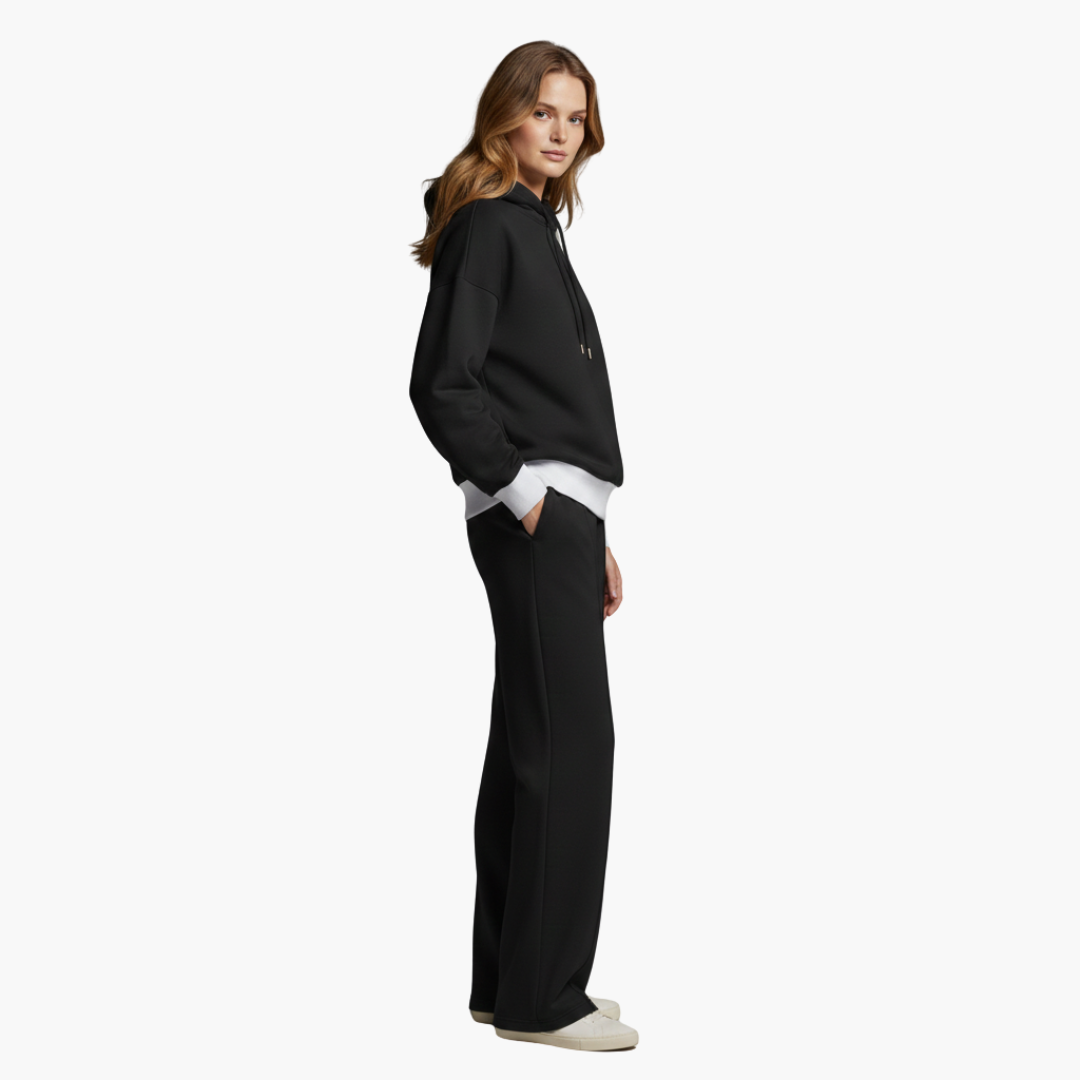 Completo due pezzi donna con felpa con cappuccio