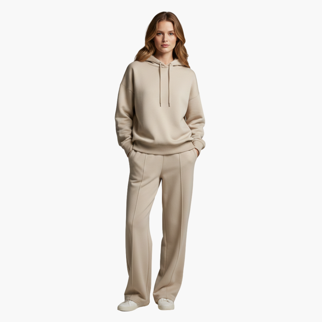 Completo due pezzi donna con felpa con cappuccio