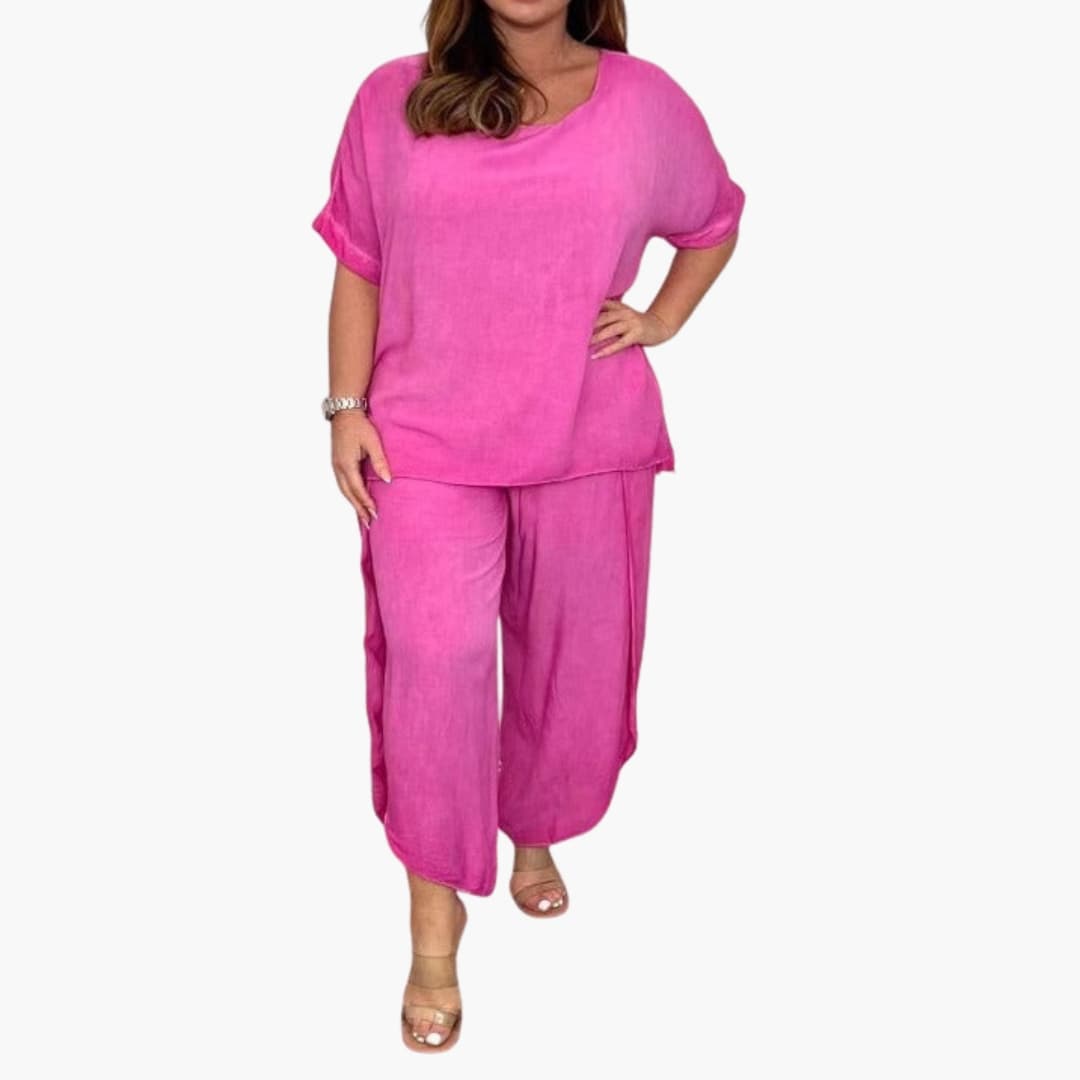 Ensemble deux pièces femme avec haut ample et pantalon large