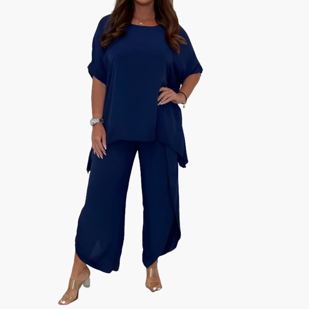 Ensemble deux pièces femme avec haut ample et pantalon large
