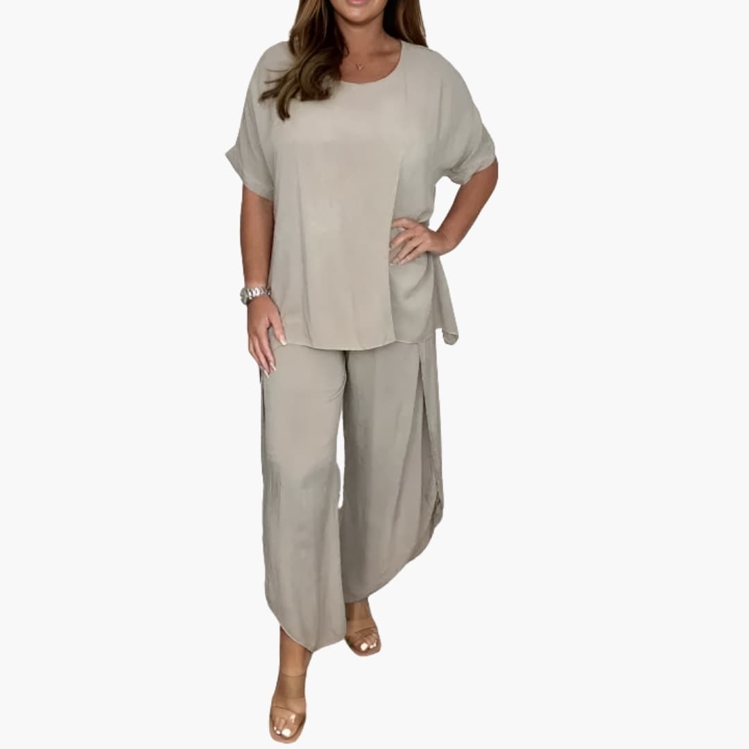 Ensemble deux pièces femme avec haut ample et pantalon large
